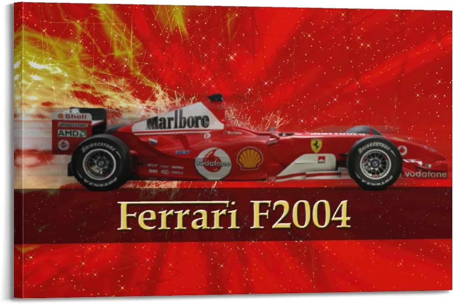 Supercar Poster for Ferrari F2004 - Final V2 Sport Car Racing Car Poster Decorative Painting Canvas Wall & Art Picture Print Modern Family Bedroom Decor 16x24inch(40x60cm)