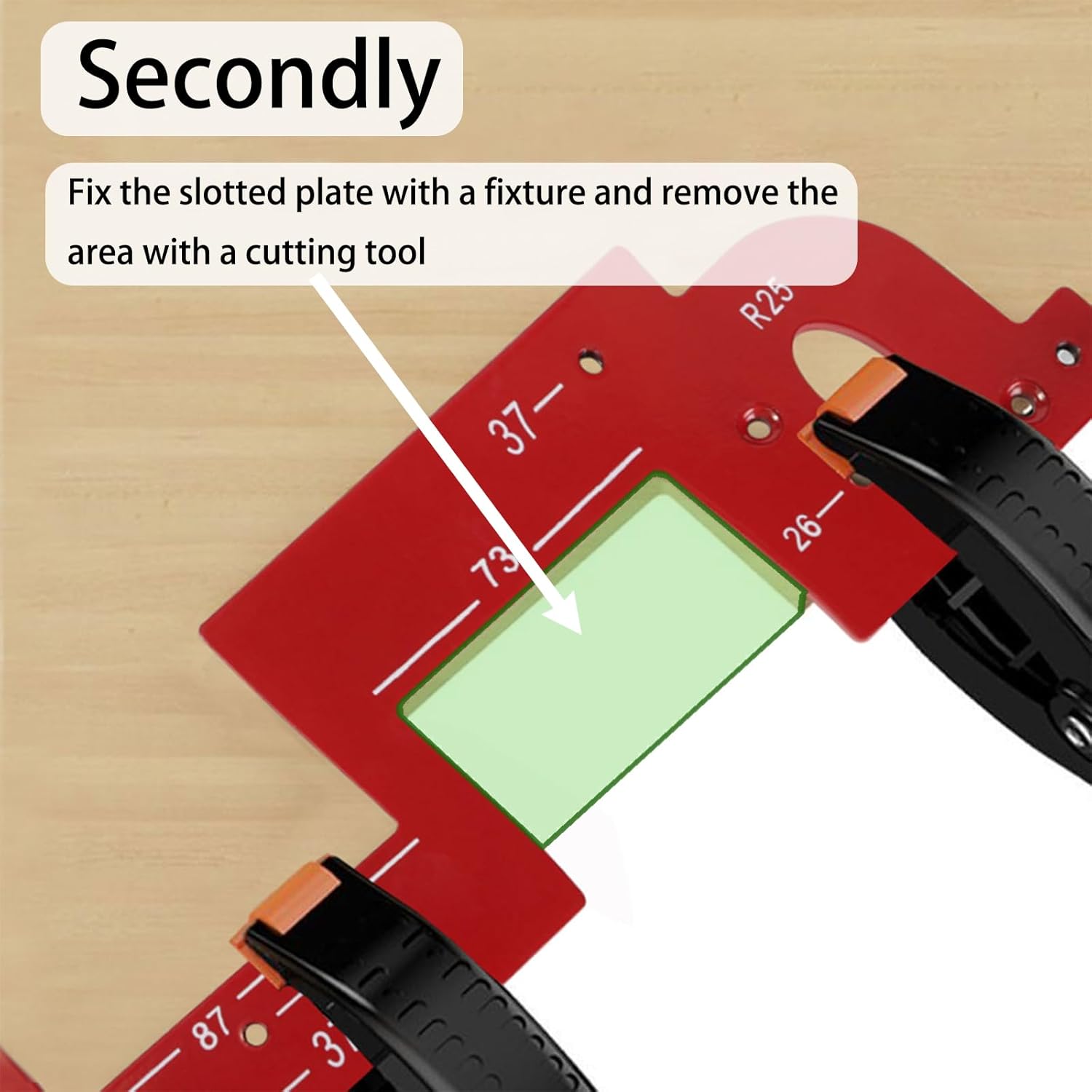 Invisible Embedded Cabinet Door Handle Template Tool, Router Corner Radius Template R20/R25, Aluminum Alloy Handle-Free Slotting Locator Jig for Wardrobes and Kitchen Cabinets with a Pair of Fasteners