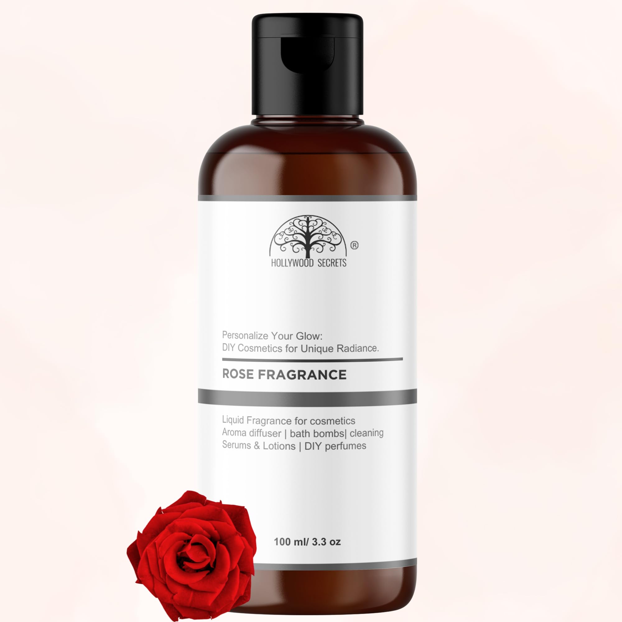 Hollywood Secrets Pure Rose Fragrance 100ml for DIY Serums Creams Lotions Perfumes Bath bombs