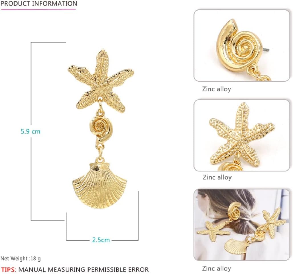 Starfish Earrings for Women, Seashell Earrings, Sea Shell Conch Dangle Earring Hypoallergenic, Cowrie Shell Earring Studs, Shells Jewelry Funny earrings - Image 2