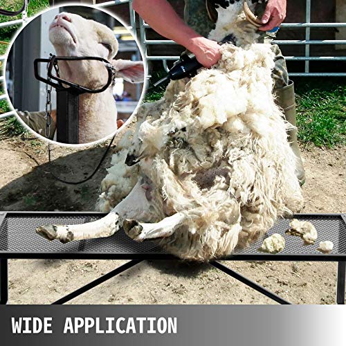 VEVOR Deluxe Adjustable Goat & Sheep Stand 51x23\" Premier Aluminum Livestock Milking and Shearing Stand, Durable Headpiece, Height Adjustable, Ideal for Horned Farm Animals, Black - Thumbnail 6