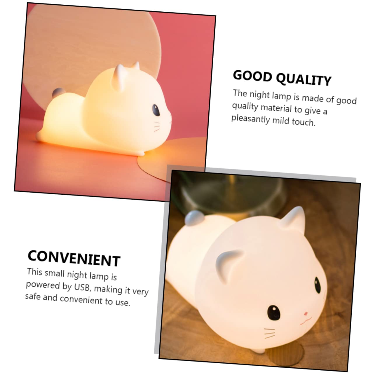 Artibetter Lampada Notturna in Silicone a Forma di Gatto USB Bianca