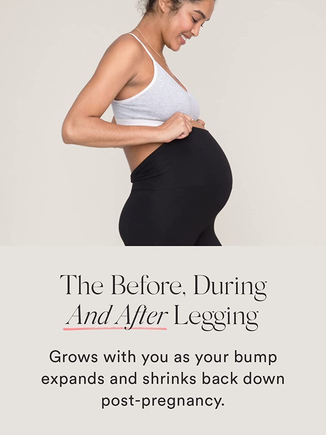 SHAPERX Maternity Leggings for Women Over The Belly Pregnant Leggings Workout Lounge Pregnancy Pants (Black) Pack of 1(3 to 6 Months) (7 to 10 Months) (7-10 Month) - Image 2 thumbnail