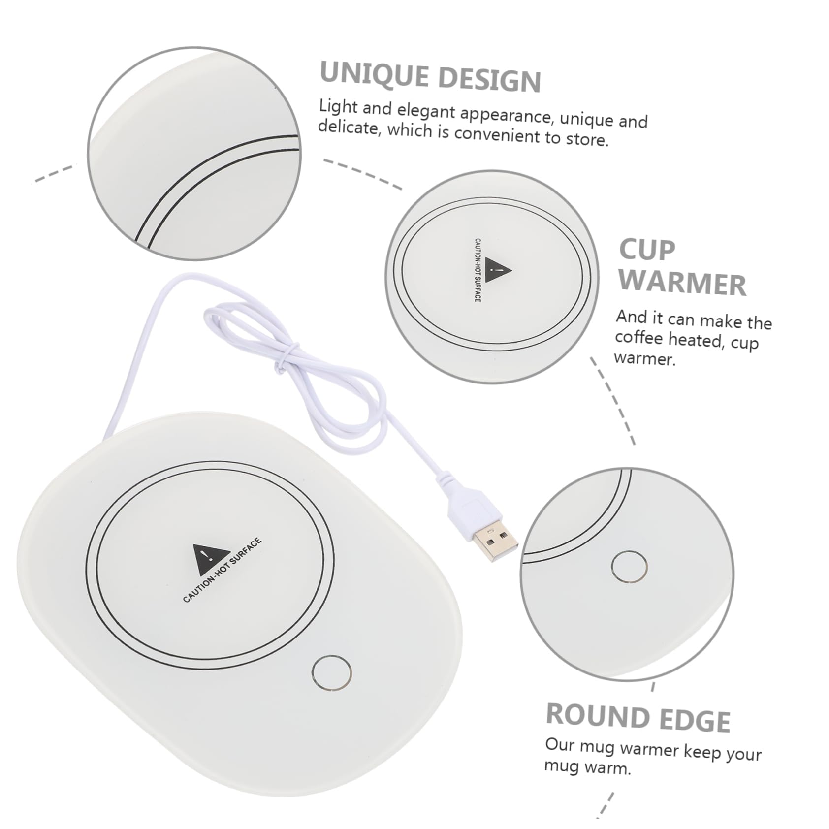 CONGARTENO USB Cup Warmer Coaster with Thermostatic Temperature Control for Home and Office Use Keeps Your Beverage Warm Operation Elegant Design for All Drink Types