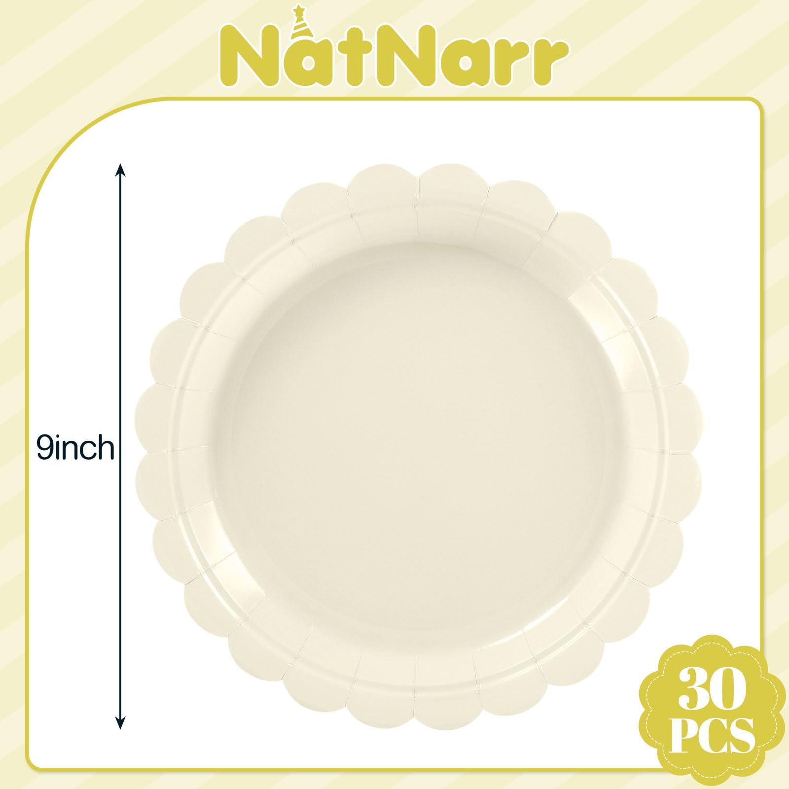 NatNarr Ivory Paper Plates - 30 Pack -2
