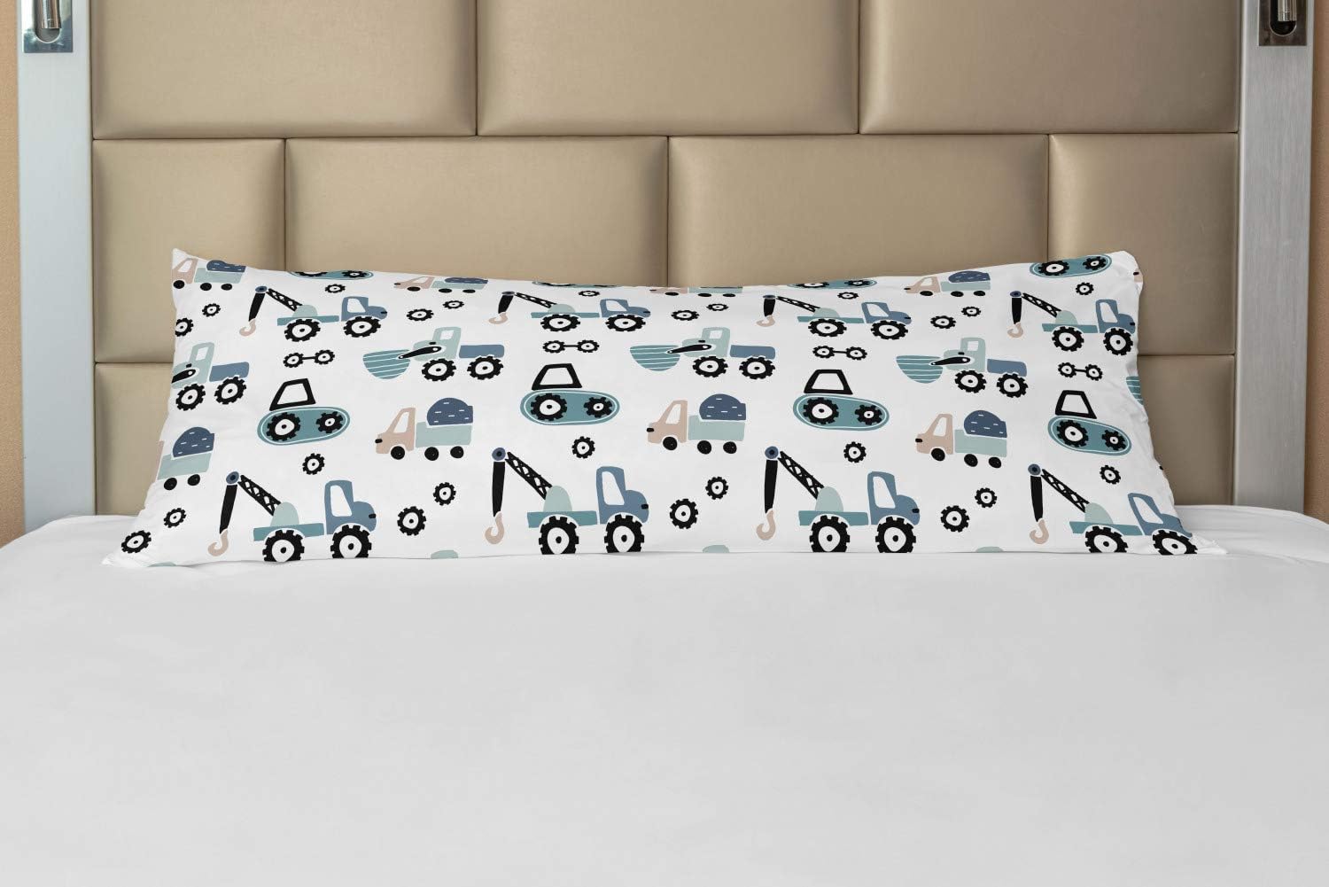 Lunarable Squirrel Body Pillow Case Cover with Zipper, Funny Squirrel Family Playing with Nuts Continuous Pattern Print, Decorative Accent Long Pillowcase, 21" x 54", Dark Orange Orange