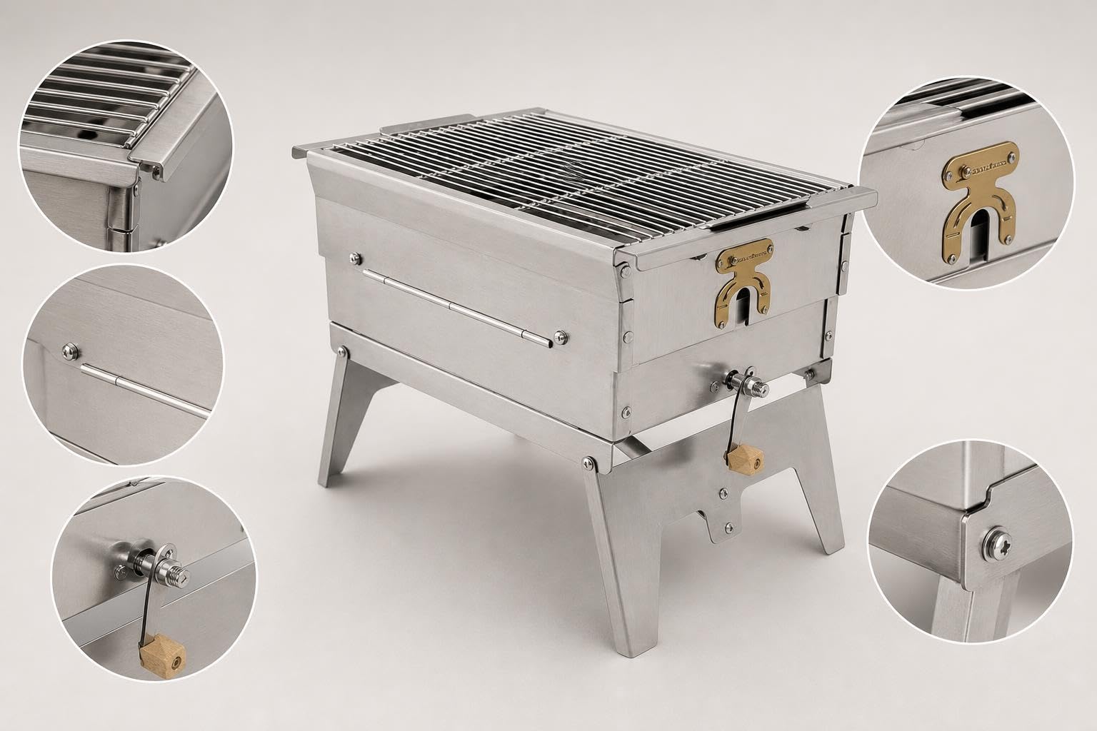 Barbacoa Pequeña Plegable Portátil Carbón y Leña para Camping y Exrior
