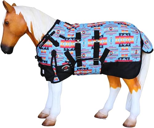 Miniatura 16 de 40" 1200D Manta de invierno para potro, poni, caballo, y asno en miniatura 51983B Sun Flower,Serape/Marrón,Marrón floral,Copo de nieve,Rosado hot y