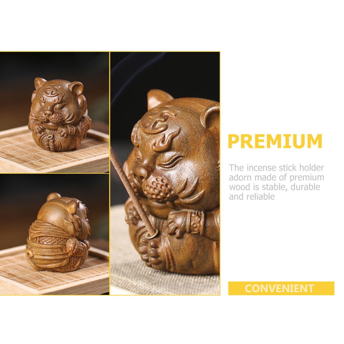 Amosfun 3St Tiger Räucherstäbchenhalter im Freien Tiger-Ornamente Besonderheit für den einzug slico duftstäbchen Holz Räuchergefäß Tiger-Räuchergefäß aus Holz Sandelholz