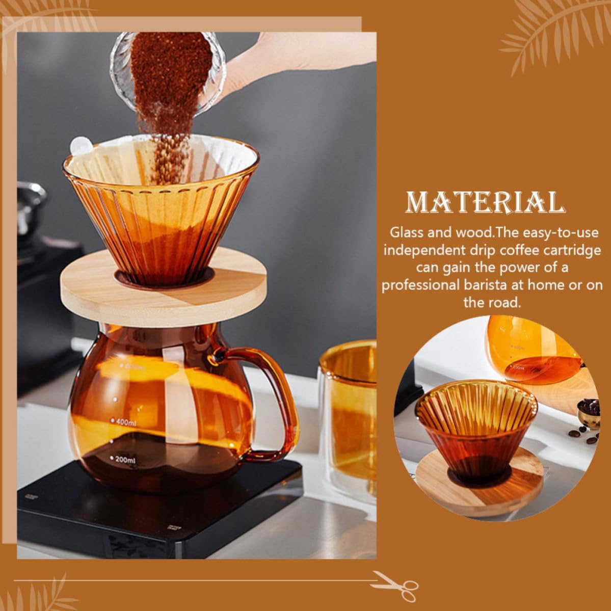 Decorative Coffee Cone Wood Reusable Filter for Kitchen image 5