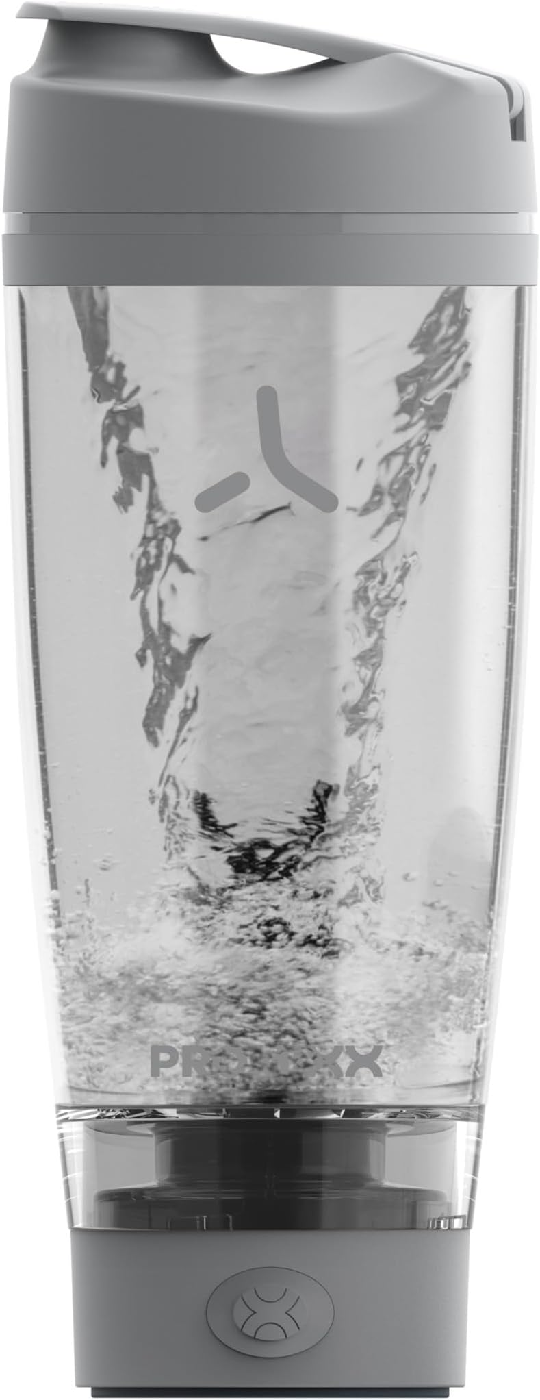 Promixx Pro Electric Shaker Bottle – 600ml – USB-C Rechargeable Vortex Protein Mixer with X-Blade Technology and Supplement Storage – BPA-Free Easy-Cleaning Shaker for Fitness & Travel - Cool Gray