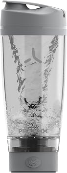 Promixx Pro Electric Shaker Bottle 20oz USB-C Rechargeable Vortex Protein Mixer with X-Blade Technology and Supplement Storage BPA-Free Easy-Cleaning Shaker for Fitness and Travel Cool Gray