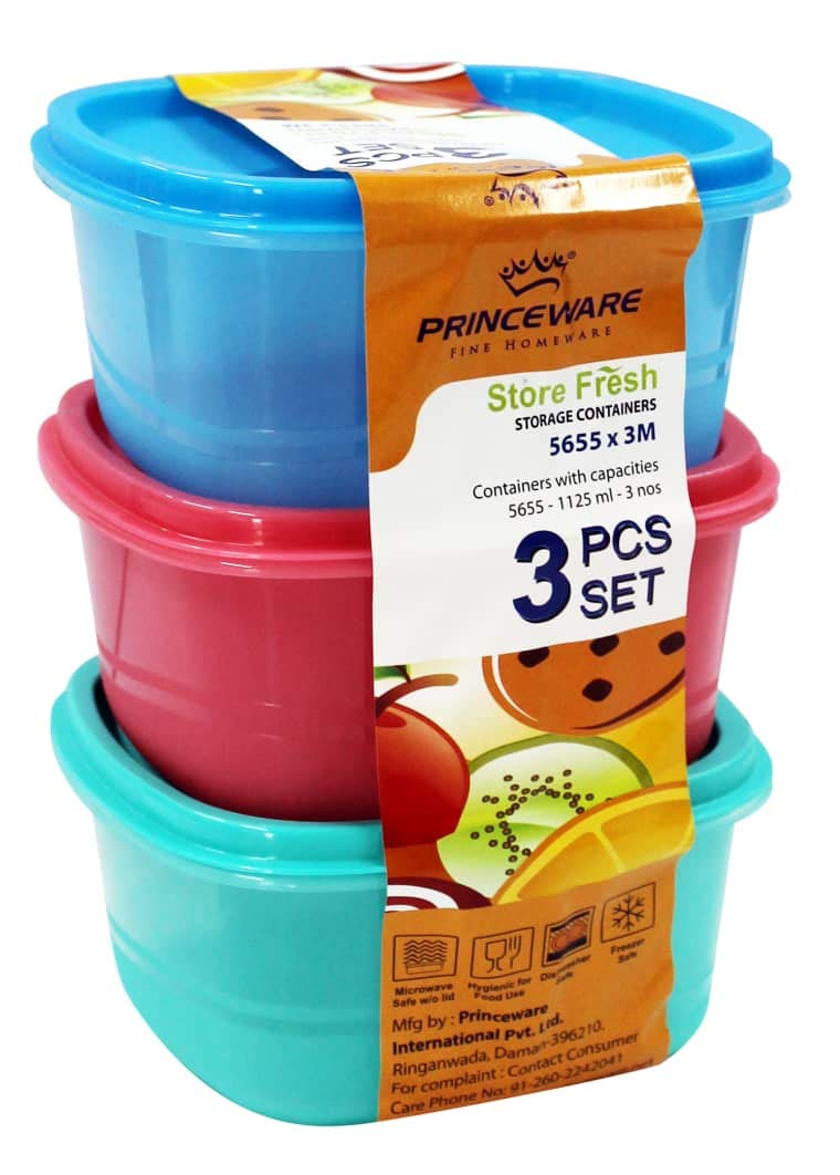 Princeware Store Fresh Square container set of 33375 ml (1125 ML x 3