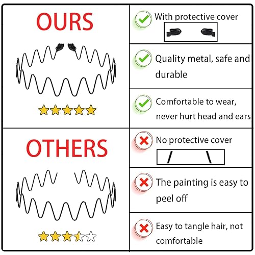 Miniatura 5 de BOYIVI 15 diademas de metal para hombres y mujeres, unisex, bandas ajustables para el cabello, accesorios para el cabello ondulado, aro