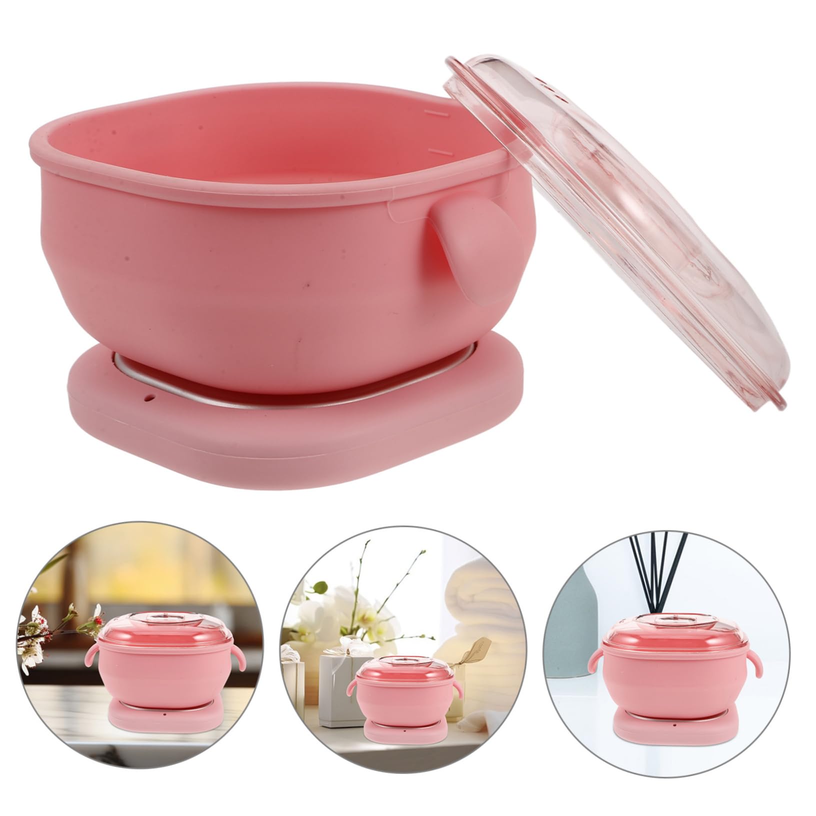 Scaldacera Rosa Pieghevole Per Depilazione Ciotola in Silicone Antiaderente Riscalda Uniformemente La Cera Per Rimozione Peluria Casa Su Braccia Gambe e Ascelle