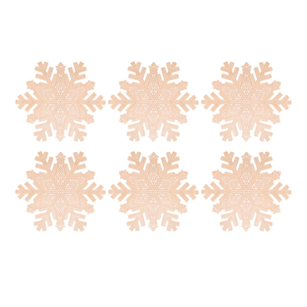 Yes-Online Set Of 6 Snowflake Placemats Pvc Christmas Table Protector Round  WeddingDinner Parties Table Decor from B&Q
