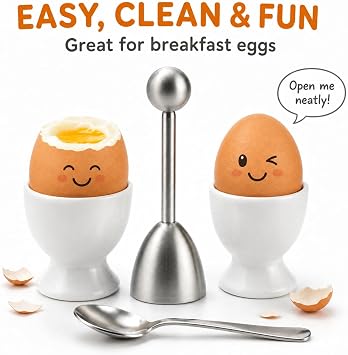 Egg Topper for Boiled Eggs, 304 Stainless Steel Boiled Egg Cutter & Opener