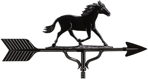 Miniatura 3 de Montague Metal Products Veleta de 32 pulgadas con adorno de caballo negro satinado Natural,Hammered