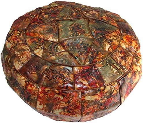 Authentic Egyptian Morocan Handmade Genuine Leather Ottoman Pouf Footstool Unstuffed (XLarge : Diameter:20" Height :11.3")