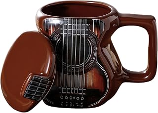 Music Mug - Guitar Shaped Cup | High?Grade Ceramic With Lid Insulation Design For Hot Beverages, 500ml Capacity, Warm Retention, Decor, Coffee Lovers, Office Desk Display, Travel Companion