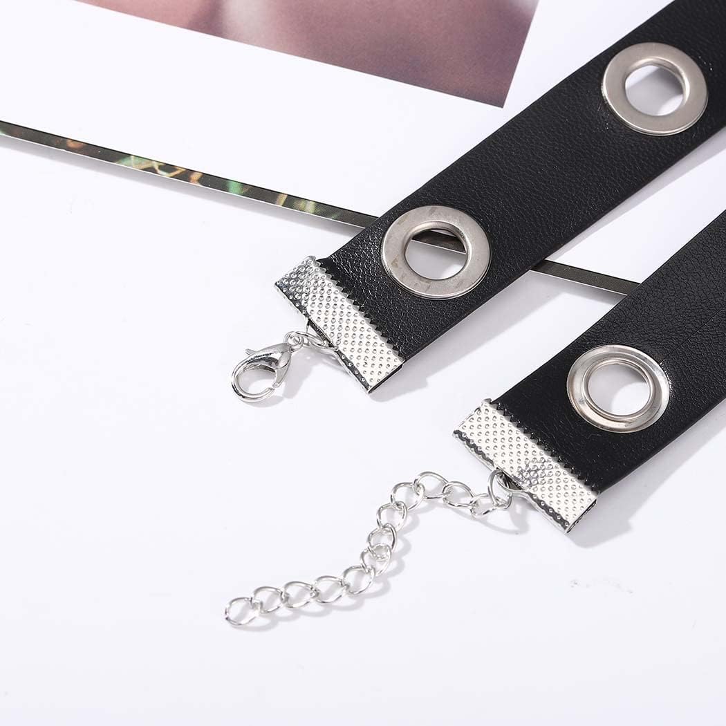 Punk Leather Choker Gothic Chokers Collar Black Necklace Nightclub Party Necklaces Chain for Women - Image 5