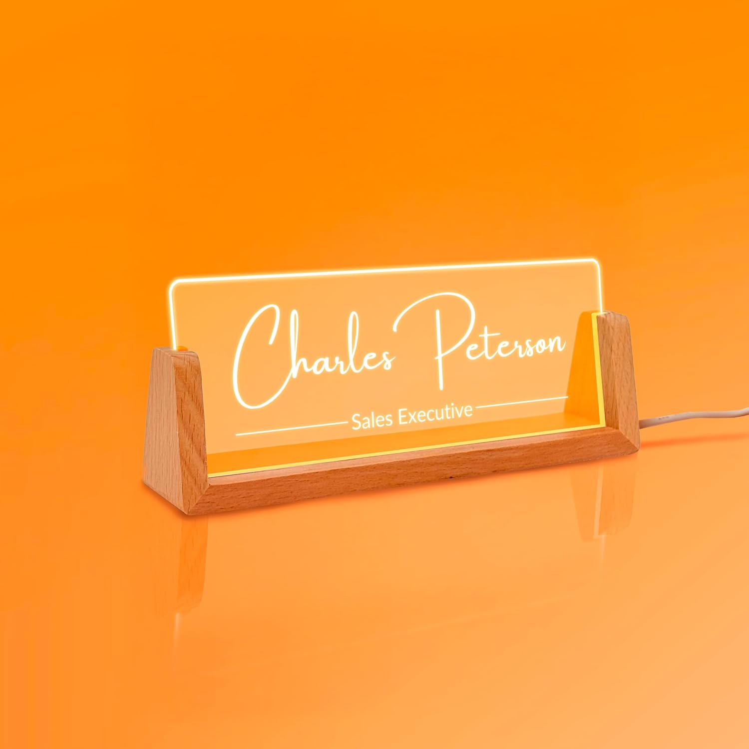 Professional Office Name Plate - Custom Name Plate with Led Stand Acrylic Custom Name Plate for Office Decor Corporate Gift Gift for Team Members Valentines Day (Design 2)