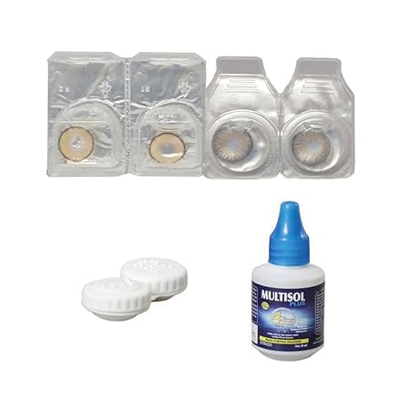 gold look Contact Lens Monthly Disposable With Case And Solution (Hazel And Grey)