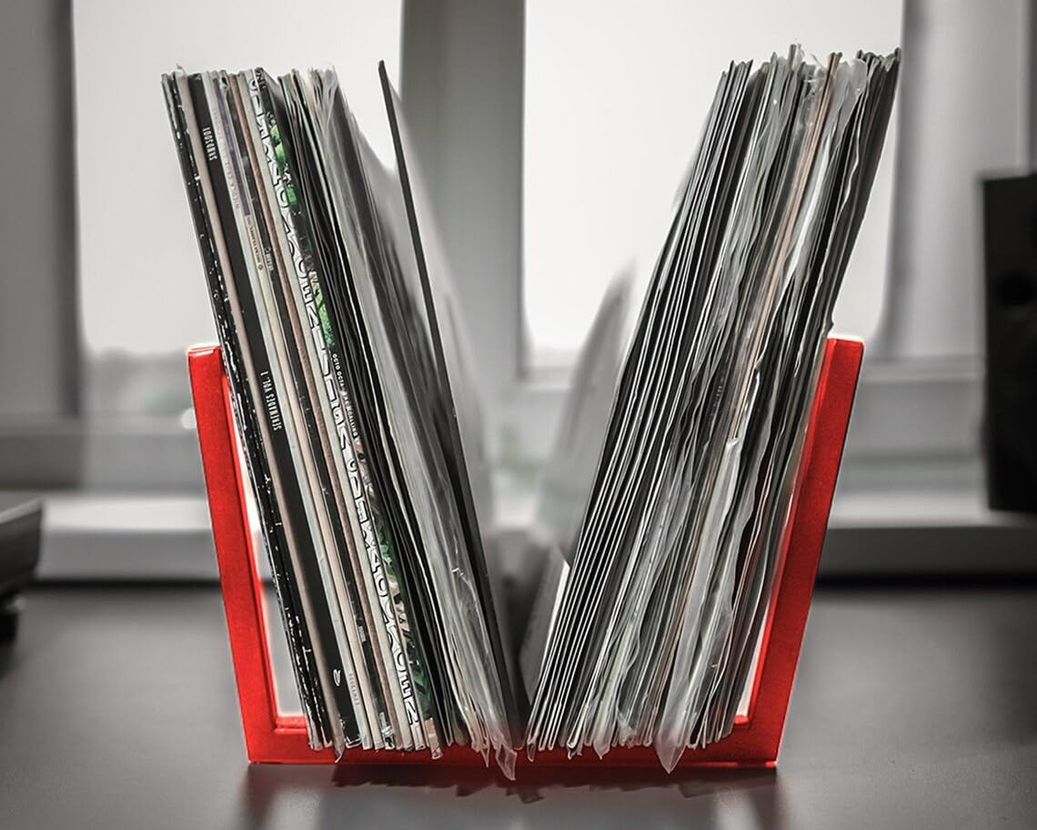 OGFC 46379 Metal vinyl storage // Smart space saving record holder // White steel stand-picture-15
