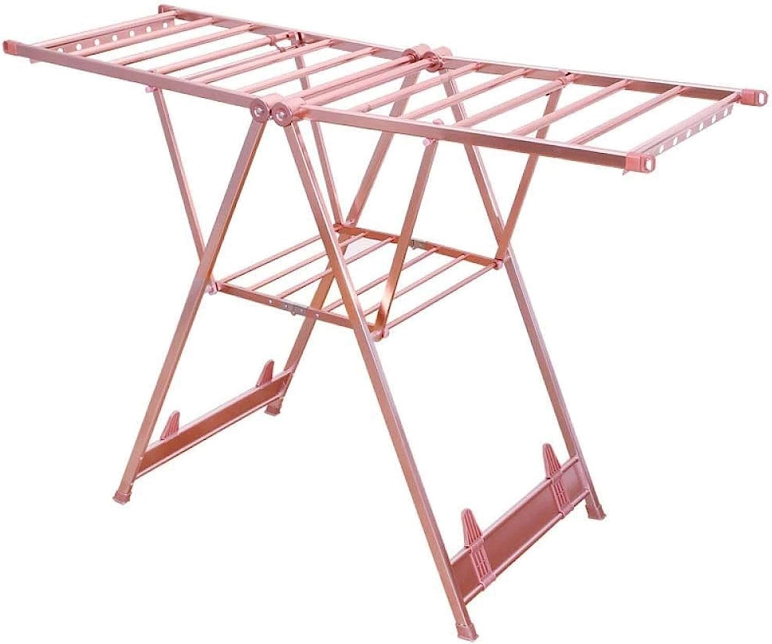Séchoir à Oreilles de Mouette en aluminium doré rose au design pliable élégant 160 cm
