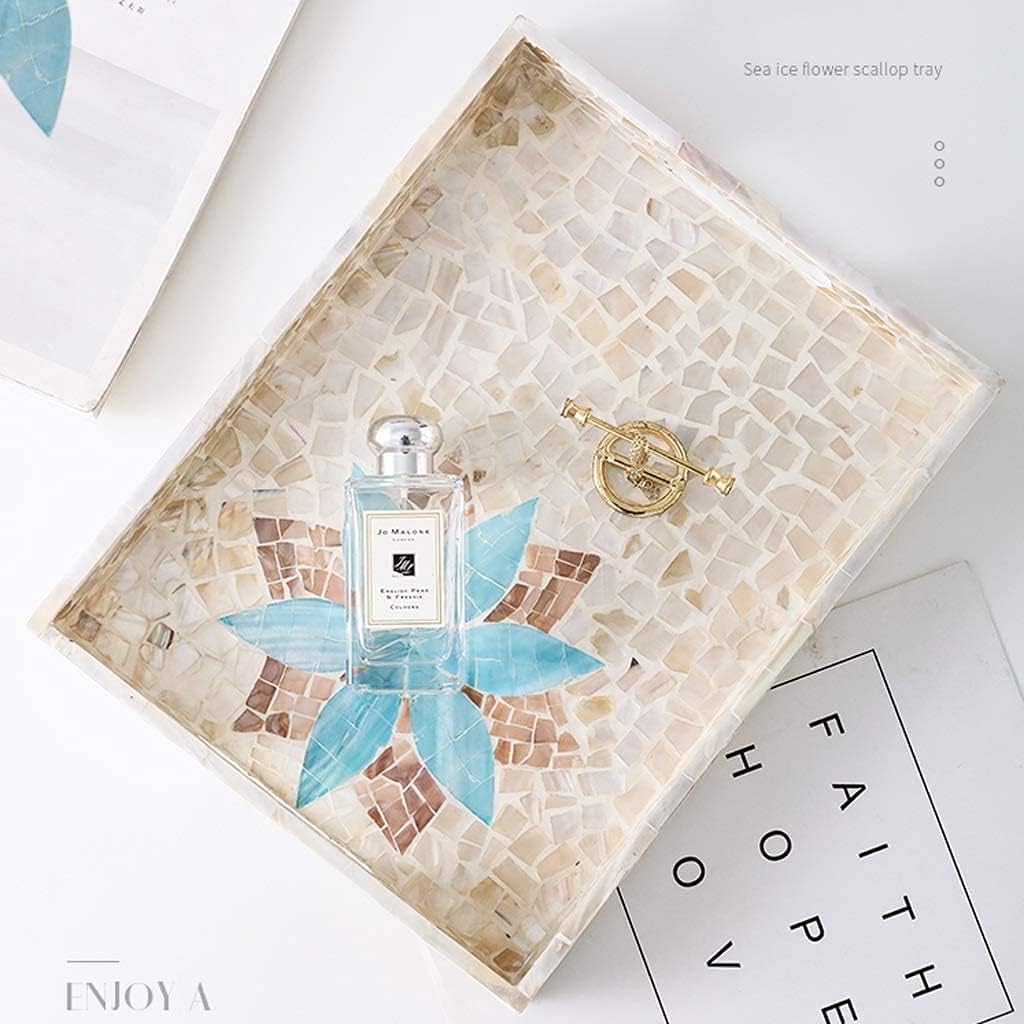 Counter Organizer Bathroom Tray Nordic Style Shell Rectangular Vanity Tray Creative Storage Tray Home Wooden Cosmetic Display Holder Indoor Neat