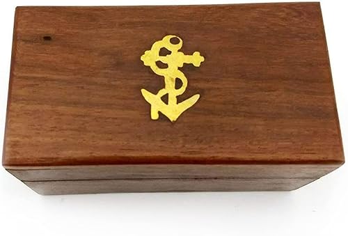 Miniatura 4 de Benzara Pequeño telescopio de latón con caja de madera extraíble, dorado y marrón