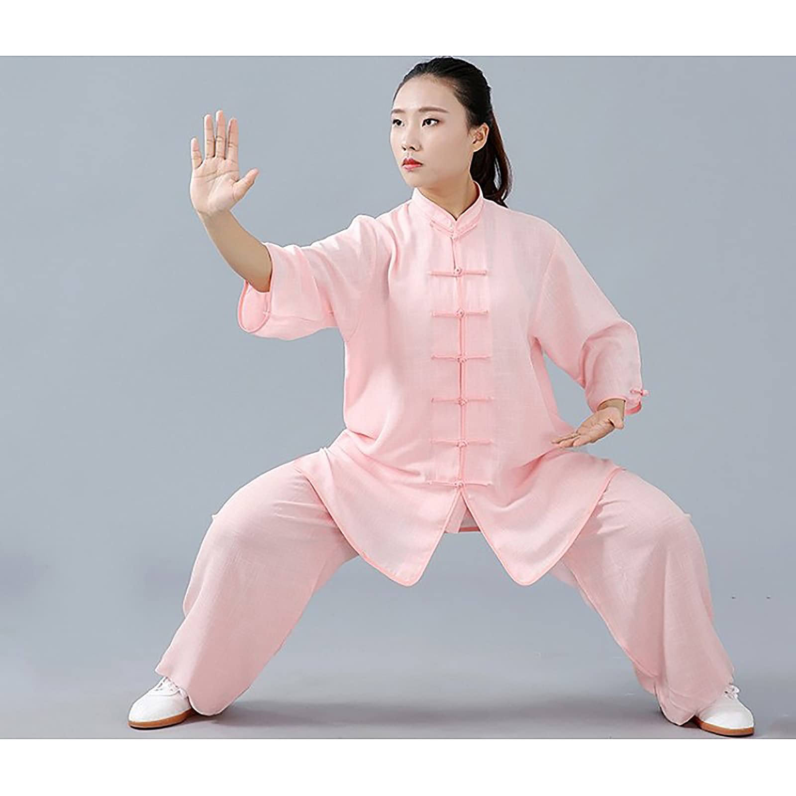 Kobiety Bawełna Jedwab Stretch Taichi Garnitury Art Kung Fu Odzież Treningowa Tai Chi Uniformen Kung Fu Odzież Tradycyjne Wing Chun Odzież Odzież do ćwiczeń Tai Chi, Różowy, XS