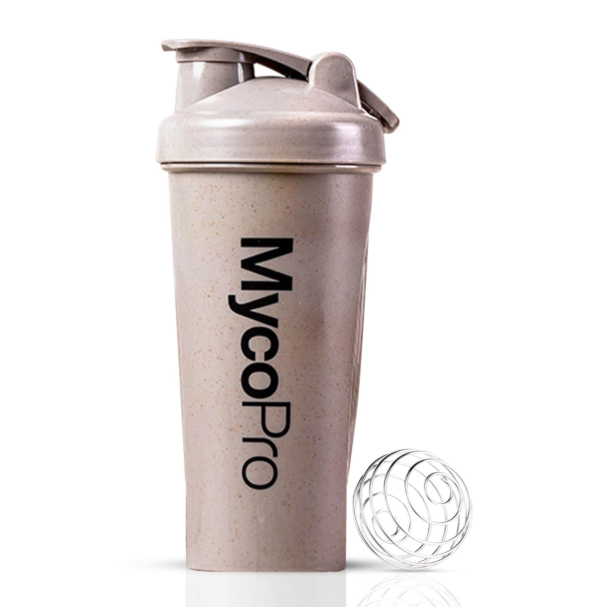 Mycopro Mushroom Beige Mycopro® Protein Shaker Bottle 600Ml | | 50% Wheat Straw | Bpa Free | Leakproof | Stainless Steel Blending Ball | Dishwasher Safe | Eco Friendly