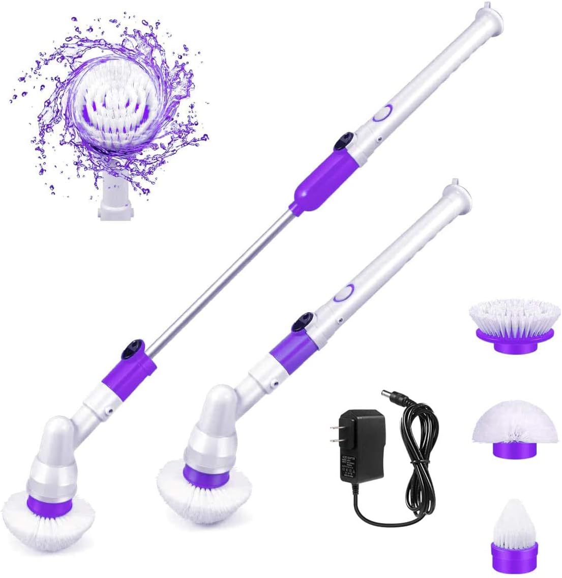 gootuElectric Cleaning Brush,6000mAh Electric Spin Scrubber,Cordless Rechargeable 7.4V Strong Power Shower Scrubber,Adjustable Arm & 3 Replaceable Brush Heads for Kitchen,Bathroom,Toilet,Tile,Etc.
