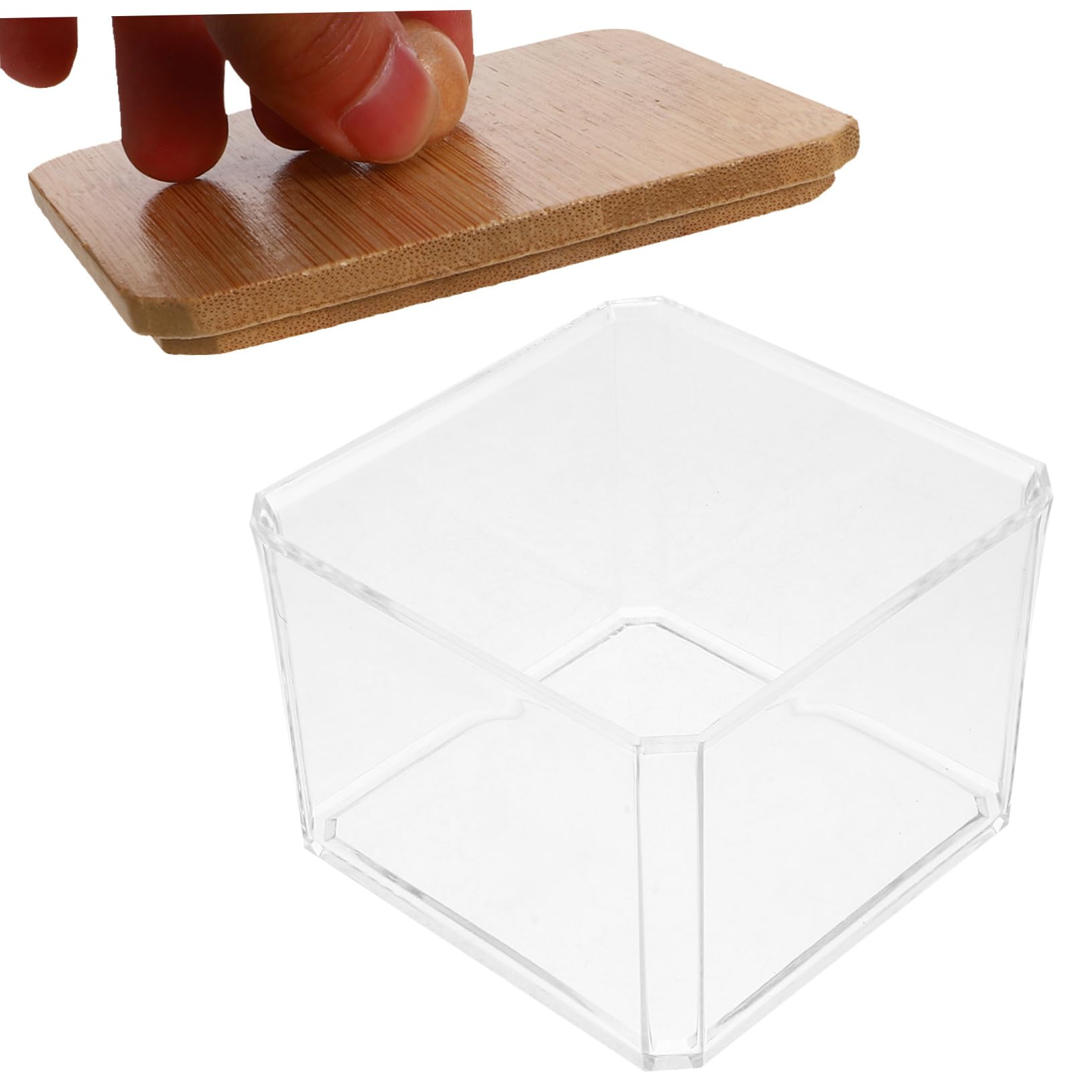 Cabilock 5stücke Klarer Kosmetikpad-organizer Mit Holzdeckel Transparente Aufbewahrungsbox Für Wattestäbchen Wattepads Make-up-schwämme Und Mehr Praktisch Und Dekorativ Für Zuhause