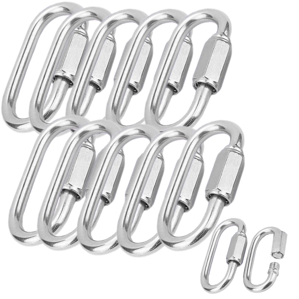 Small Screw Lock Carabiner Clip M3.5,304 Stainless Steel Locking Carabiner, Quick Link Chain Connector Heavy Duty, for Climbing, Fishing, Hiking, Traveling (18)