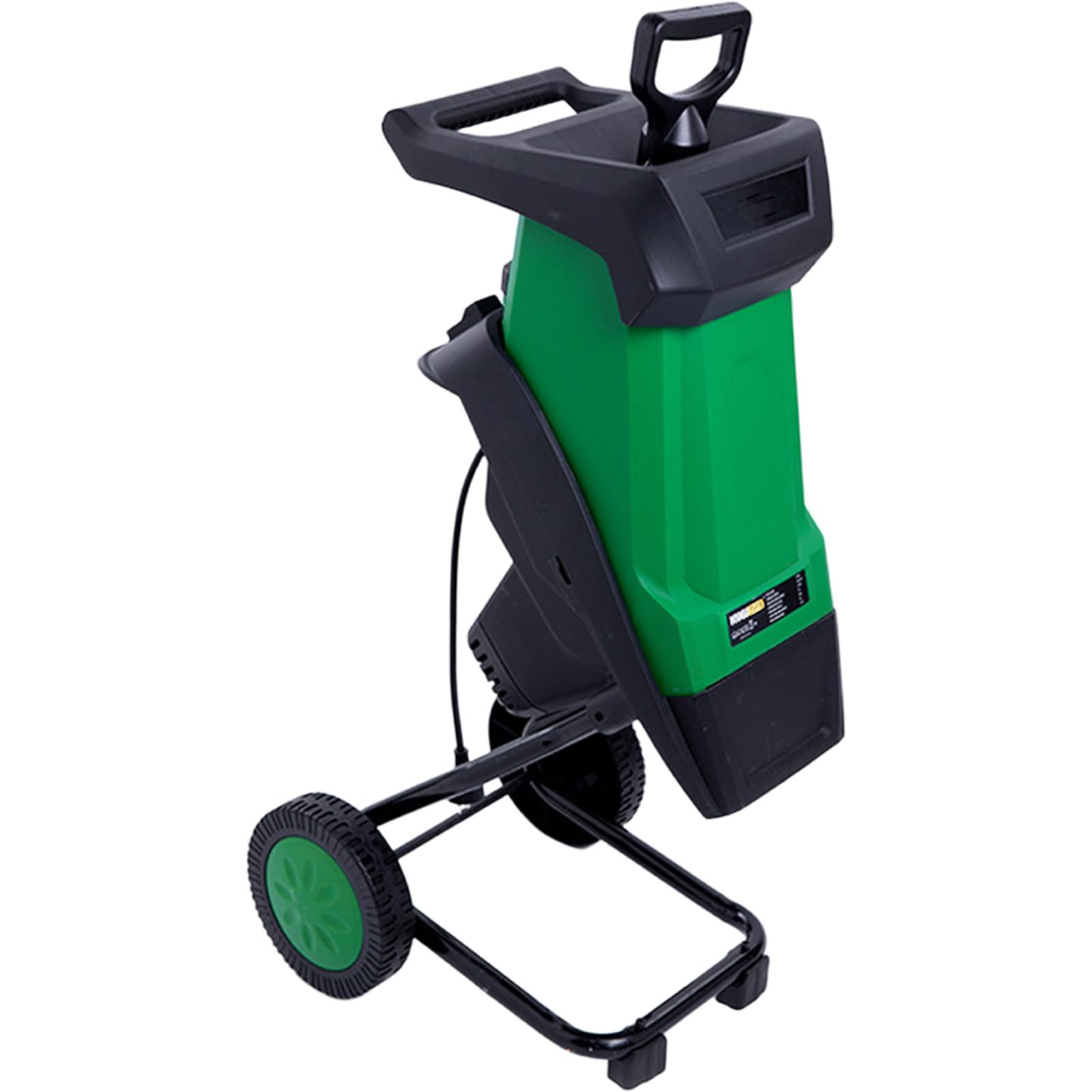 Trituradora eléctrica de jardín, trituradora de madera eléctrica para jardín, con bolsa de colección de 50 L, incluye émbolo, para residuos de patio, ramas y hojas verde-A