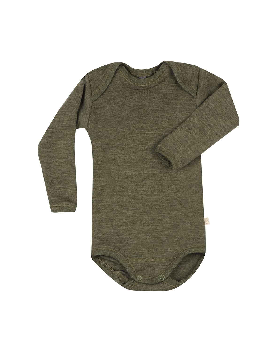 DILLING Baby Bodysuit w/Long Sleeve - Organic Merino Wool Dark Green Melange 86
