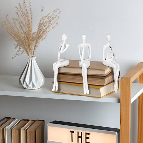 Miniatura 5 de Estatua de Thinker - Escultura de arte abstracto, figuras coleccionables de resina dorada para el hogar, sala de estar, oficina, estante, gran idea