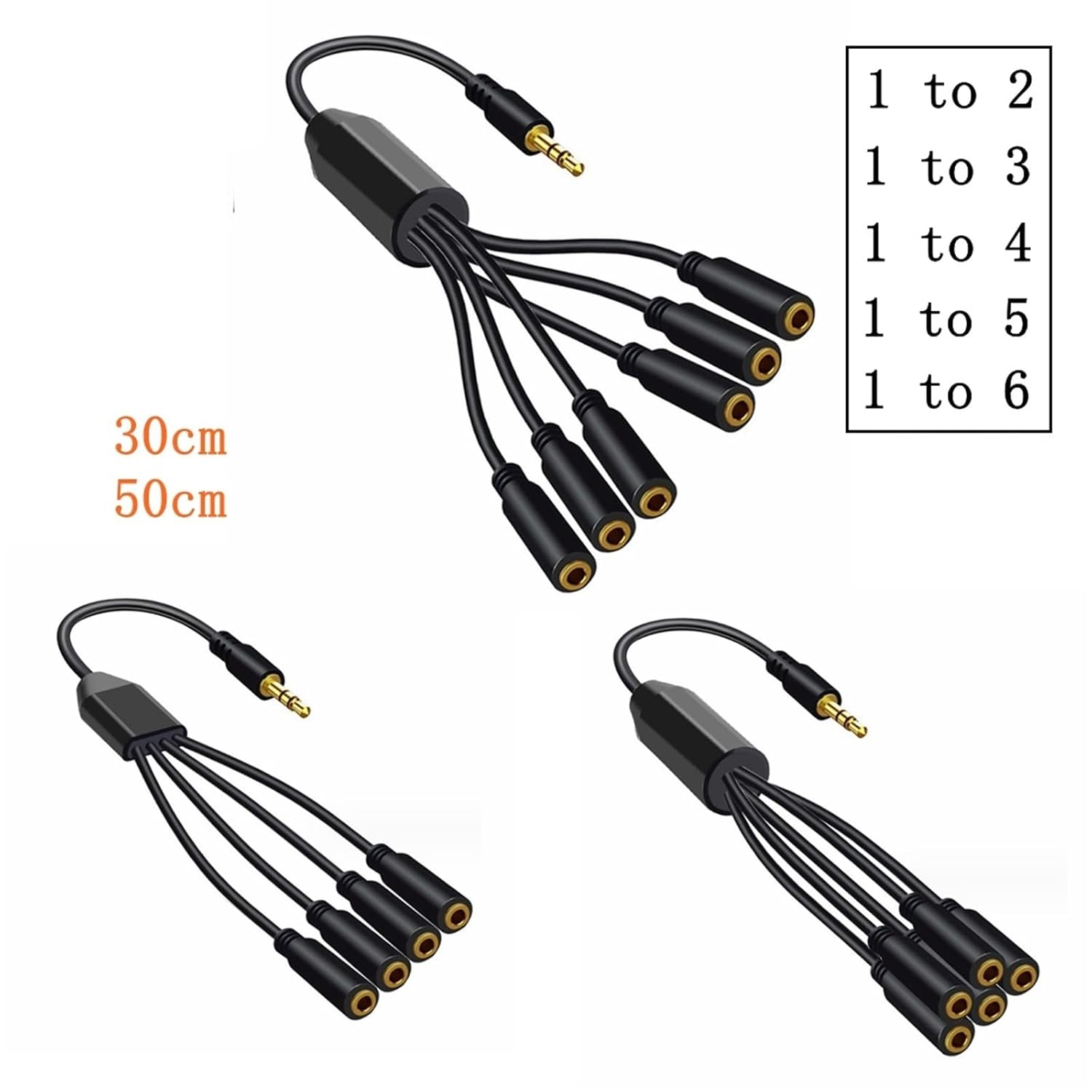 Audio Splitter 3.5 mm Cable 3.5mm 3 Female to Male Jack 1 to 2 3 4 5 Adapter Aux Cable for MP3 Player Headphone(UC-109C 1-4)