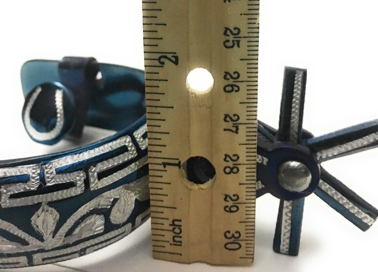 Authentic Mexican Charro Blue Spurs, Espuelas Charras Azules
