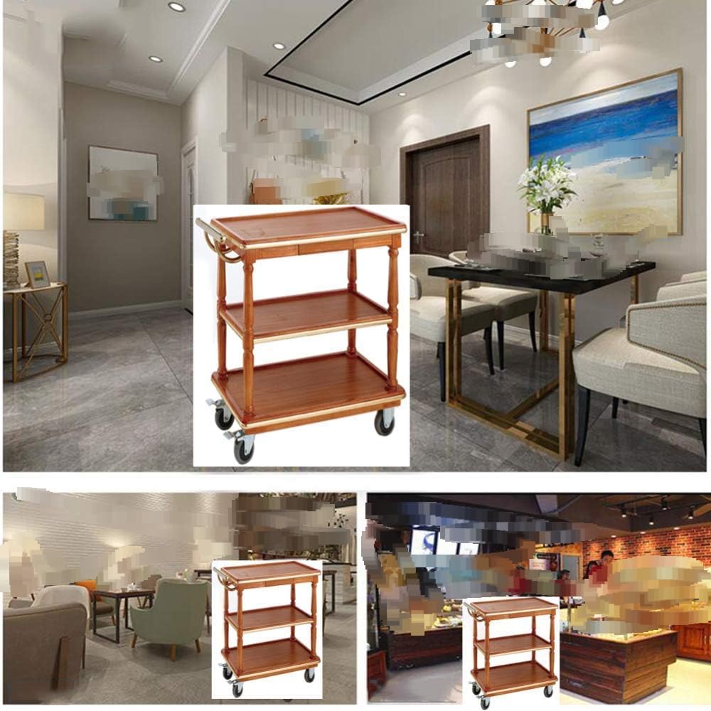 Carrello da cucina in legno massello con ruote, carrello mobile di servizio a 3 livelli per vino, tè e snack.Heavy Duty Rolling Island Caddy per ristorante, sala da pranzo a casa o uso da bar.Artigian