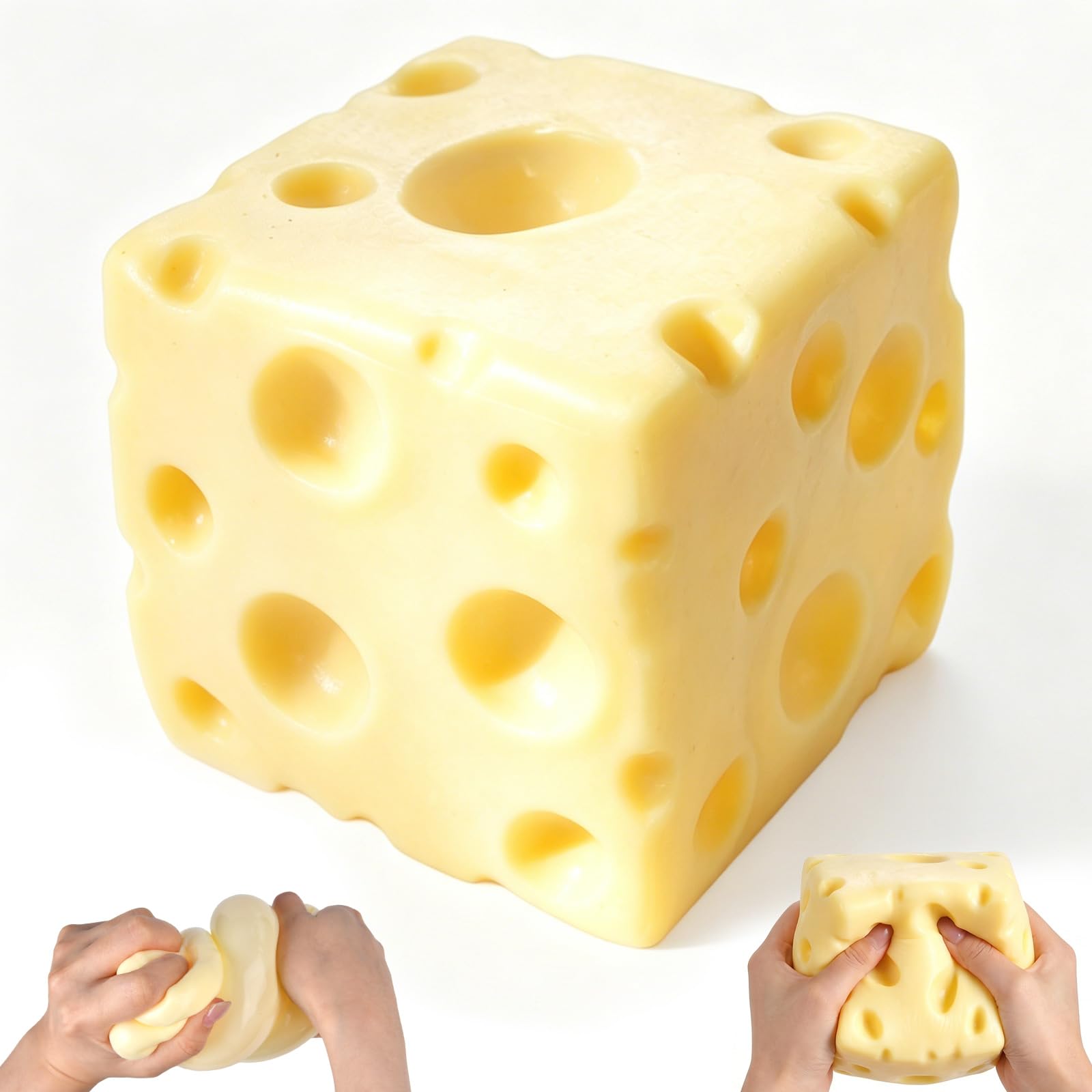 Giant Cheese Squishy, Big Cheese Squishy, Squish-y Chee-se, Slow-Rebound Shapeable Squeeze Ball Vaseline Filling Soft Texture, Soft Novelty Slow Rising Sensory Stress & Anxiety Relief Fidget Toys