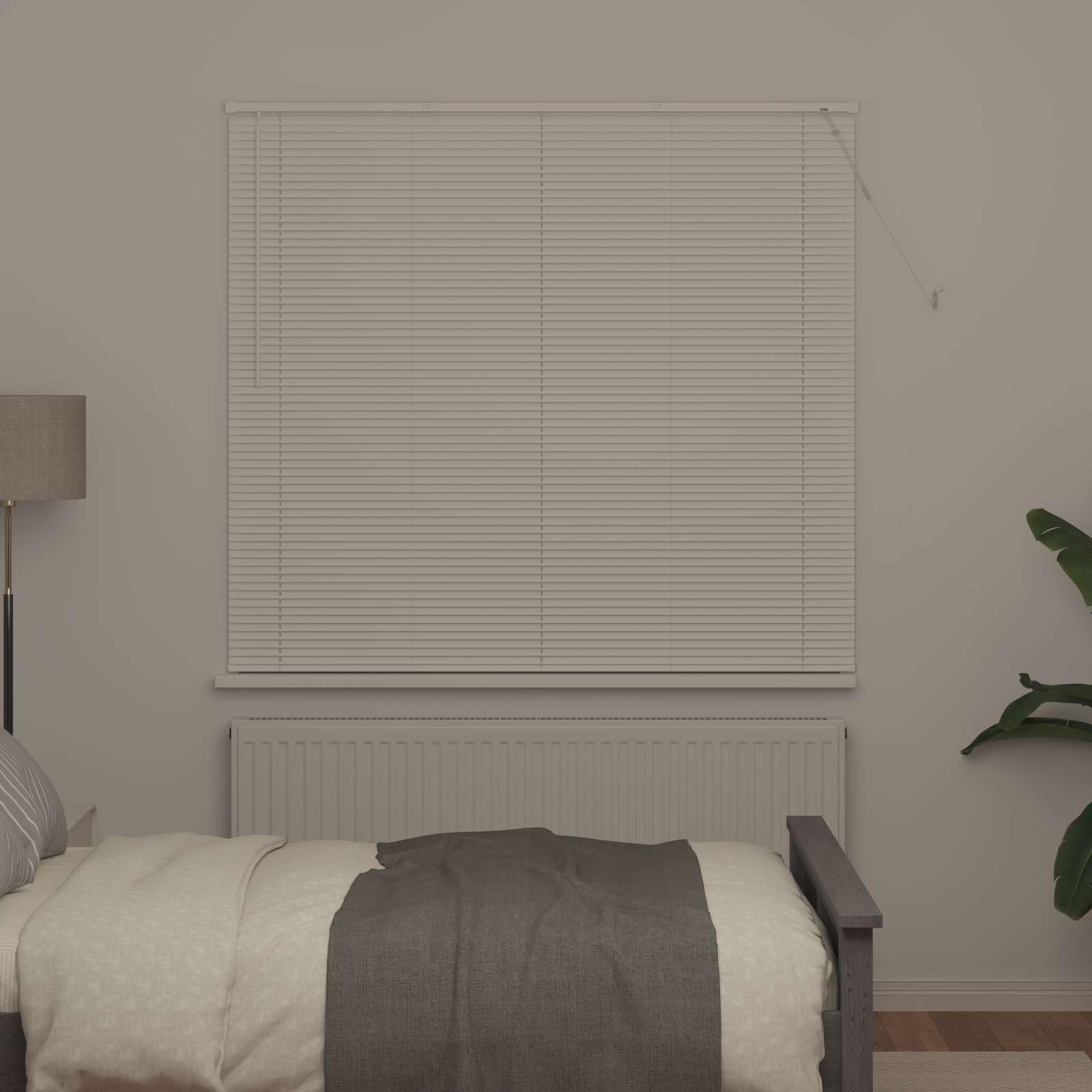 Markiza wenecka biała 150 x 160 cm PVC | Ostrza 25 mm, pręt obrotowy, klips zabezpieczający przed dziećmi, zestaw montażowy w zestawie, biuro lub dom