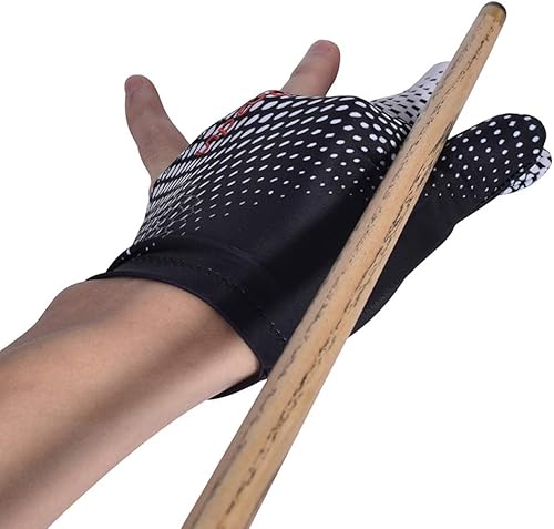 Miniatura 9 de EXCEART Guantes elásticos para espectáculo de 3 dedos, tiradores de billar, carom piscina, guantes deportivos para usar en la mano derecha o