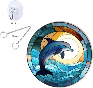 Dolphin Acrylic Window Hanging, Dolphin Suncatcher, Kitchen Living Room Dolphin Wall Decor, Birthday Gift, Dolphin for Women Large