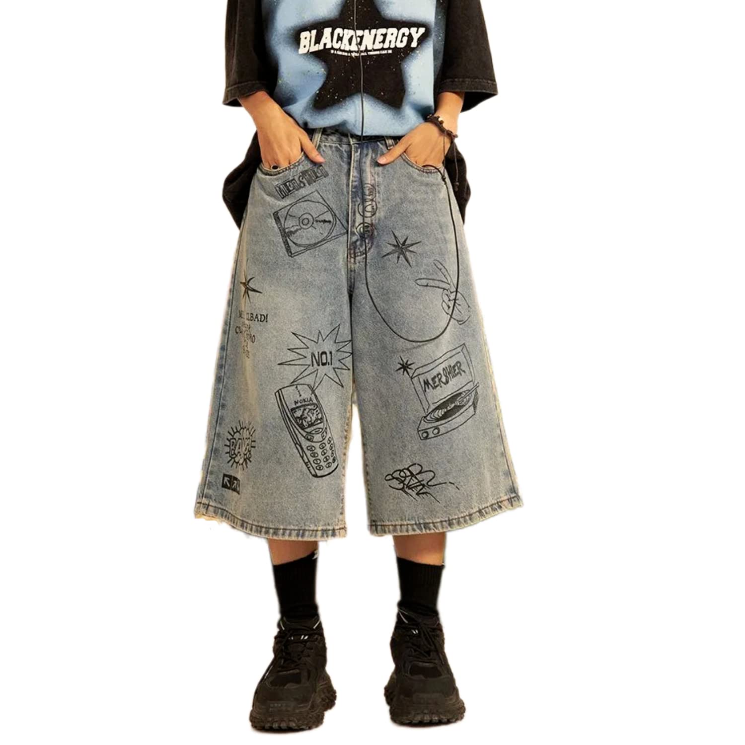 Long Denim Shorts Jorts Y2k Aesthetic Baggy Jeans Short Harajuku