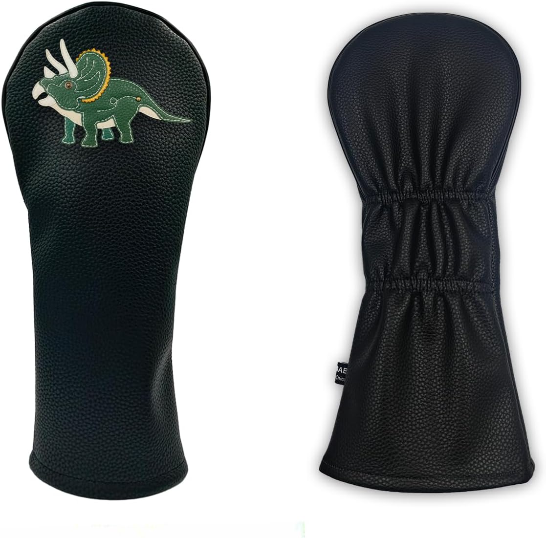 Triceratops PU Leather Golf Club Covers Driver Headcovers Fairway Woods Hybrid Protector with Interchangeable Number Tag
