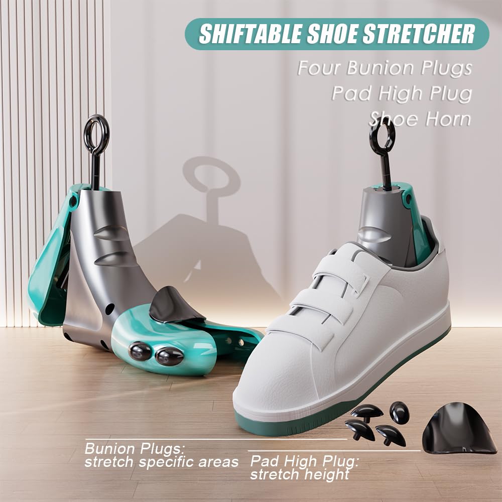 Estirador de zapatos para hombres y mujeres, ancho ajustable, expansor de zapatos, pies anchos (2 unidades), Azul, M (for US 5.5-10)