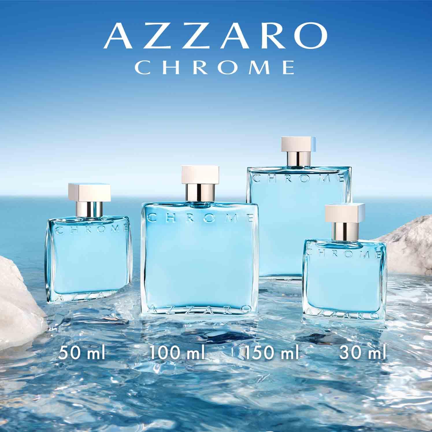 Azzaro Chrome Eau de Toilette Uomo, Profumo Uomo Fresco e Persistente, Fragranza Maschile dalle Note Agrumate e Legnose, Con Foglia di Mate, Bergamotto e Muschio, A Lunga Durata